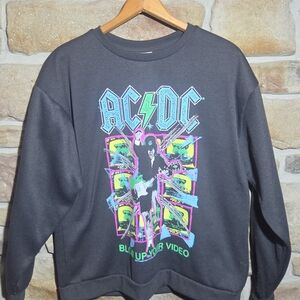 AC/DC Blow Up Your Video Sweatshirt Mens Medium Black Neon Graphic Rock Band M
